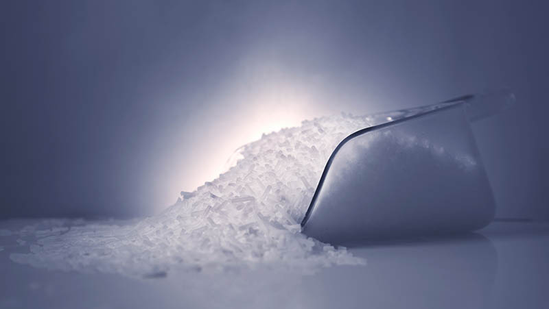 scoop full of dry ice